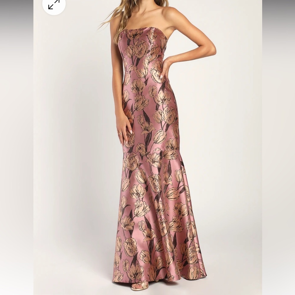 Lulus Mauve Floral Jacquard Maxi Dress Medium NWT